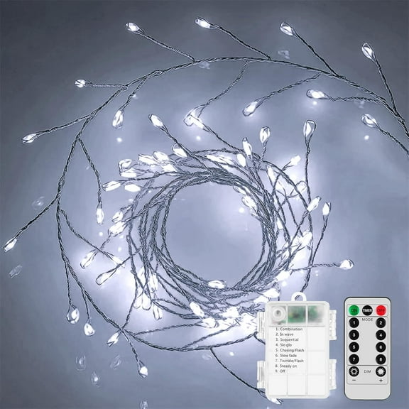 Firecrackers String Lights with Remote 9.8Ft 100 LED Waterproof Cluster Christmas Lights Battery Operated Fire Crackers Garland Fairy Light for Bedroom Garden Party