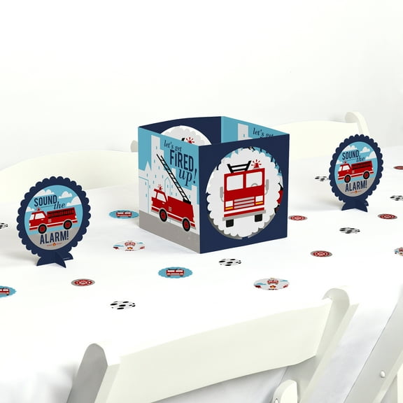 Fired Up Fire Truck - Firefighter Firetruck Baby Shower or Birthday Party Centerpiece and Table Decoration Kit