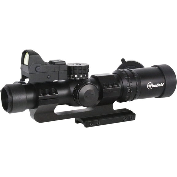 Firefield RapidStrike Rifle Scope 1-4x 24mm Circle Dot Reticle Matte Black with Impact Mini Reflex Sight and Mount