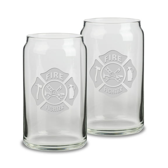 Firefighter 16 oz Beer Can Glass - Set of 2