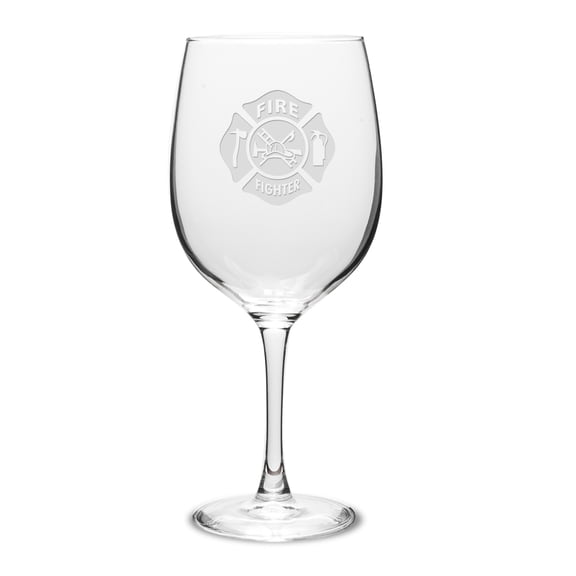 Firefighter 19 oz Classic Red Wine Glass