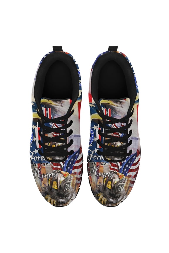Firefighter 34 September 11th Forever In Our Hea Running Shoes Sneakers Mesh Black Size 3.5