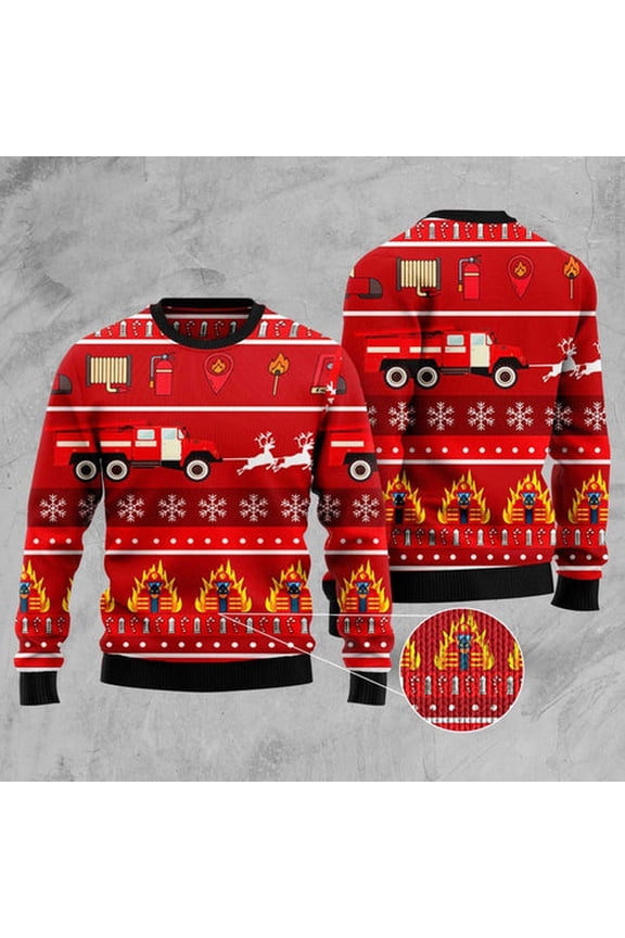 Firefighter 3D Christmas Sweater, Funny Xmas Sweater, Sweater Xmas