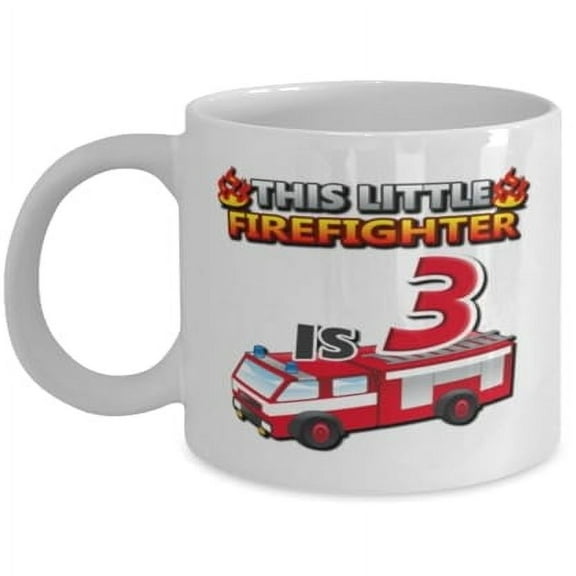 Firefighter 11 oz Coffee Mug - 3rd Birthday Gift for Kids White Ceramic