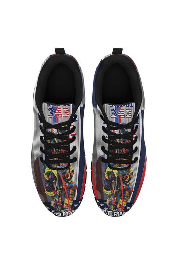 Firefighter 9 11 0 343 Never Forget Running Shoes Sneakers Mesh Black Size 3.5