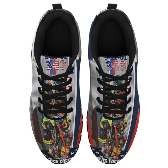 Firefighter 9 11 0 343 Never Forget Running Shoes Sneakers Mesh Black Size 3.5