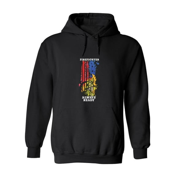 Firefighter Always Ready Hoodie Men -SPIdeals Designs, Male Large