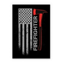 Firefighter American Flag - 3" Vinyl Sticker - For Car Laptop Water Bottle Phone - Waterproof Decal