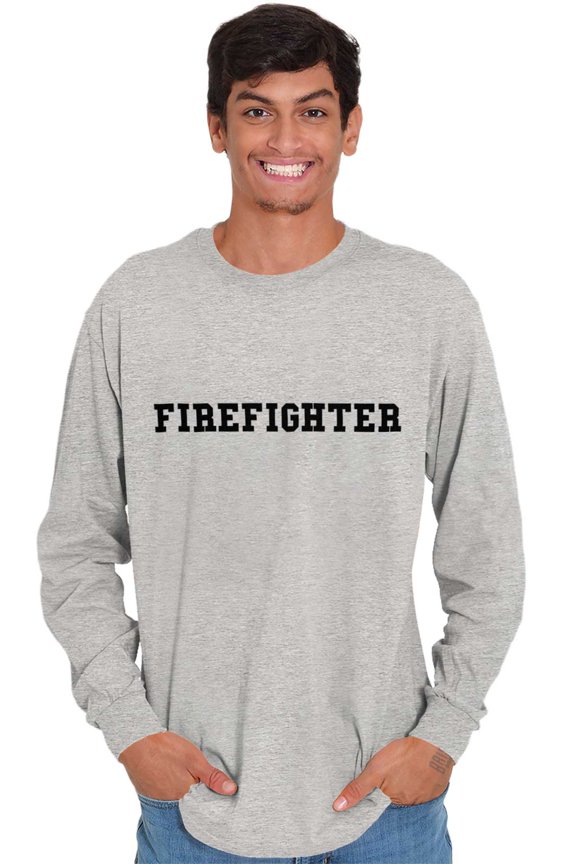 Firefighter American Neighborhood Plus Size Long Sleeve Graphic Tee Shirt Brisco Brands 3X