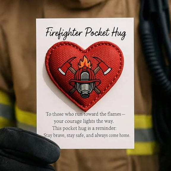 Firefighter Appreciation Gift Card Pocket Token with Heart Message Thank You for Your Bravery Encouragement Keepsake for First Responders Support