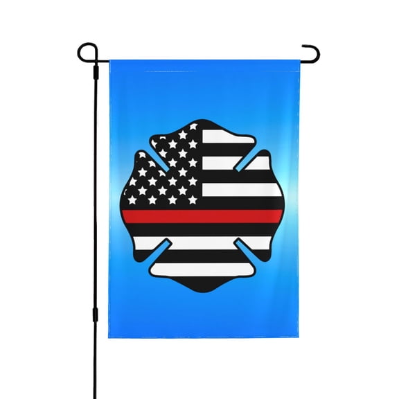Firefighter Badge Fire Department Usa Flag Garden Flag 12.5 X 18 Inch Double Sided, Decorative Flag Balcony Courtyard Indoor Welcome Garden Flag