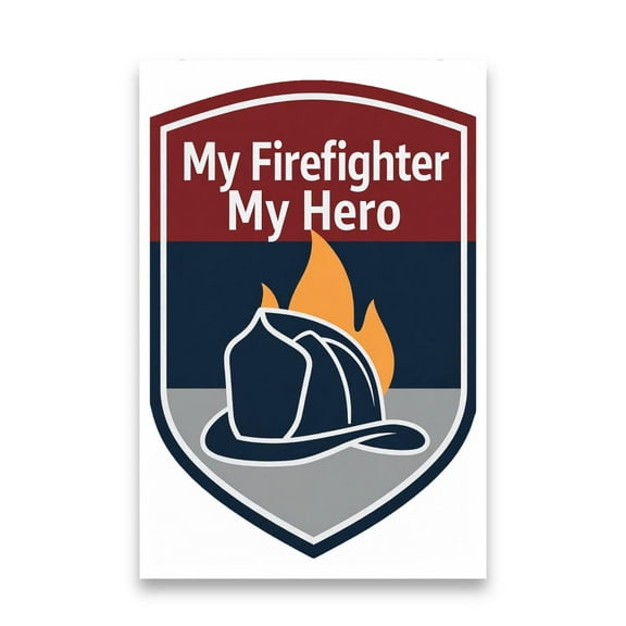 Firefighter Badge Wall Art - Fire Station Decor - 13x19 Poster Print - Inspirational