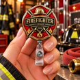 Firefighter Badge Reel Maltese Cross Helmet Design for ID Cards, First ...