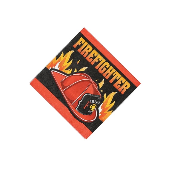 Firefighter Beverage Napkin (16Pc) - Party Supplies - 16 Pieces