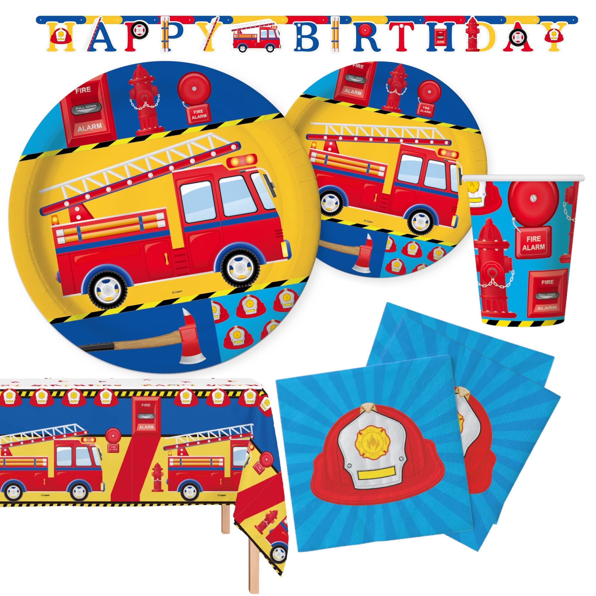 Firefighter Birthday Party Supplies Kit for 24 Guests Includes Plates