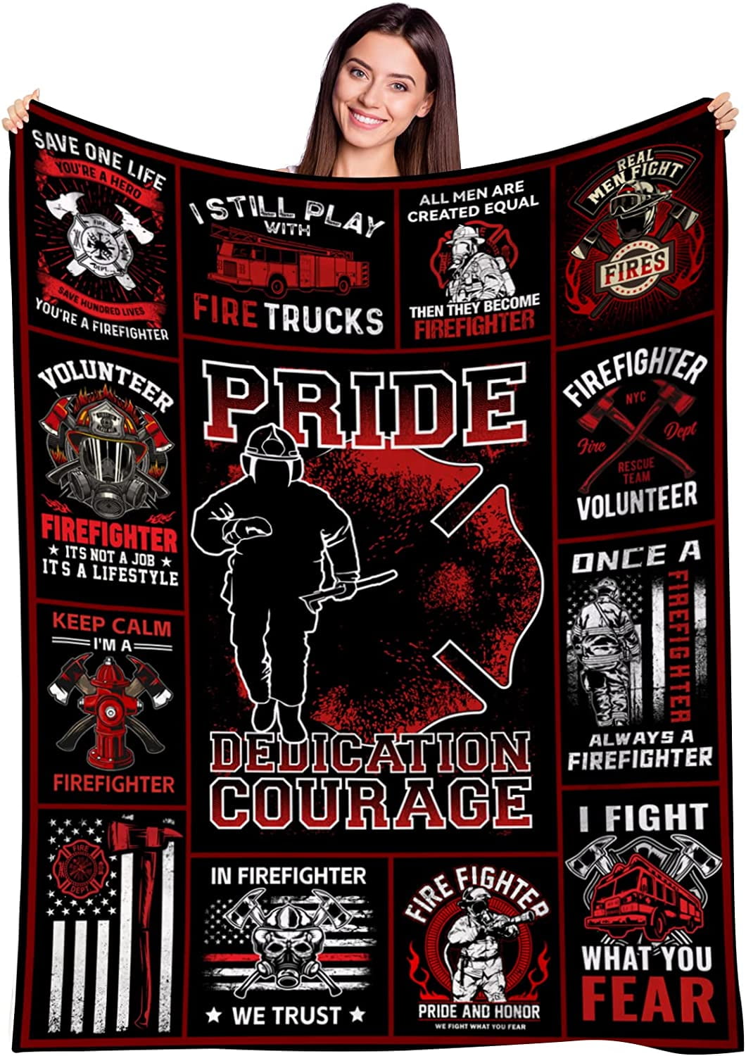 Fireman Throw Firefighter Blanket - Firefighter Gifts for Men Dad Boyfriend Husband ...