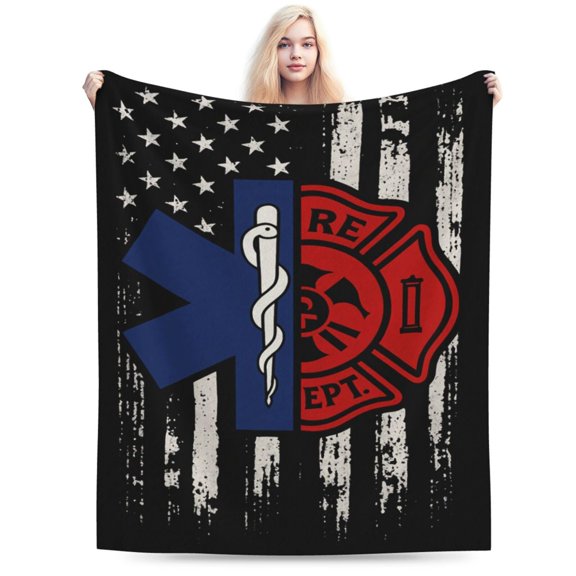 Firefighter Blanket Gifts for Fireman Men Boy Dad Husband Son Friend Adult Home Bedroom Living Room Decor Soft Cozy Lightweight Plush Throw Blankets 60x50