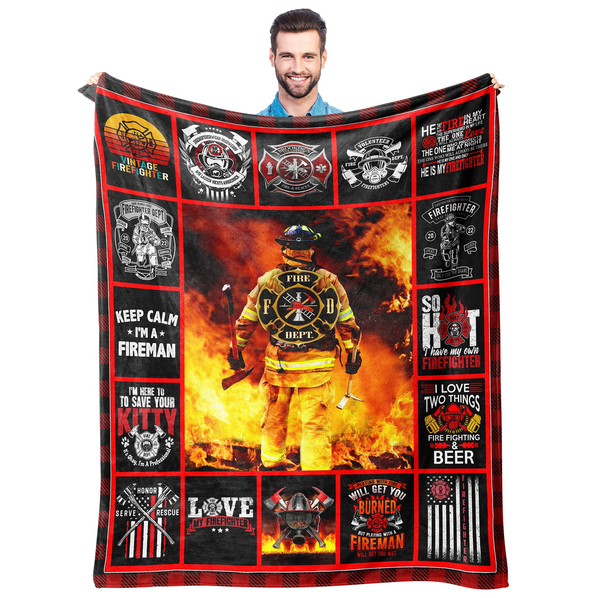 Firefighter Blanket Gifts for Men Dad Husband Son Boyfriend Blankets