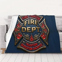 Firefighter Blue Throws Blanket Fleece Soft Cozy Warm Plush for Travel Chair Bedroom Living Room Sofa 50"x40"