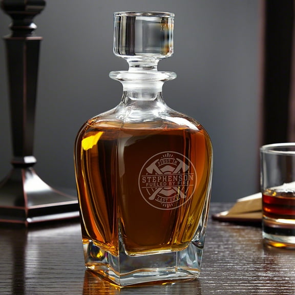 Firefighter Brotherhood Engraved Draper Whiskey Decanter