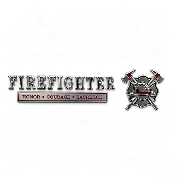 Firefighter Car Emblem Metal Badge Rust Proof Metal Side Emblem Badge Sticker Multi-purpose Automotive Rear Decorative Badges Cars Truck Suv Auto Accessories (A)