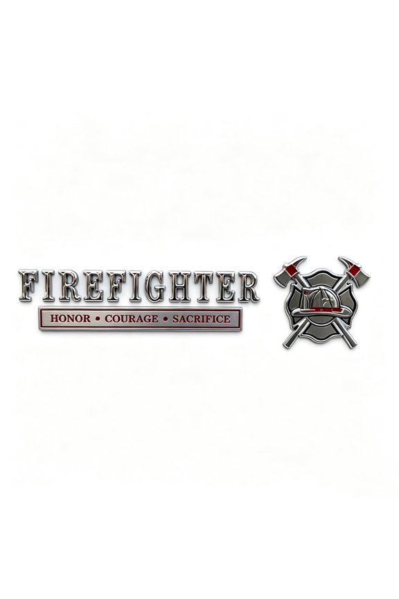 Firefighter Car Emblem Metal Badge Rust Proof Metal Side Emblem Badge Sticker Multi-purpose Automotive Rear Decorative Badges Cars Truck Suv Auto Accessories (A)