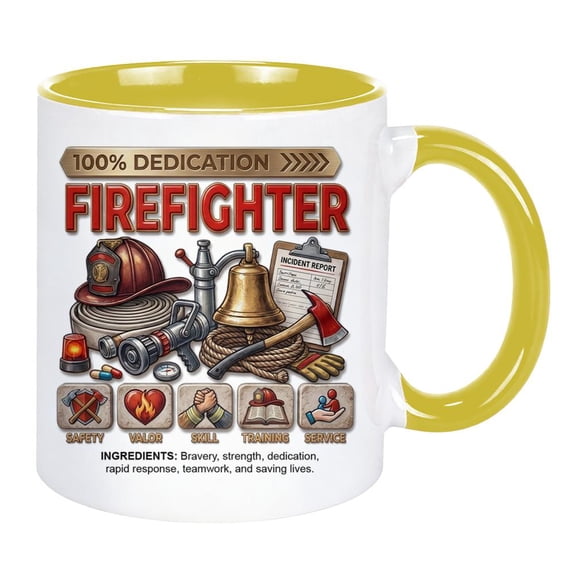 Firefighter Ceramic Coffee Mug, Dedicated Fireman Appreciation Cup with Firefighter Theme Design, Personalized Style Gift for Him, Station, Home and Office Use