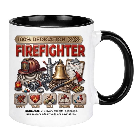 Firefighter Ceramic Coffee Mug, Dedicated Fireman Appreciation Cup with Firefighter Theme Design, Personalized Style Gift for Him, Station, Home and Office Use
