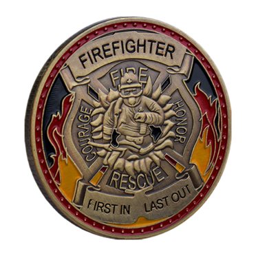 American Flag Firefighter Challenge Coin With Fireman Prayer - 1.57 Inch Hero Tribute Coin