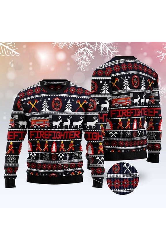 Firefighter Christmas 3D Christmas Sweater, Funny Xmas Sweater, Sweater Xmas