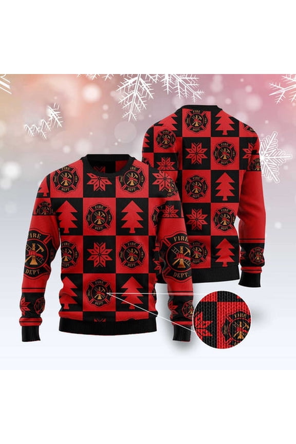 Firefighter Christmas Pattern 3D Christmas Sweater, Funny Xmas Sweater, Sweater Xmas
