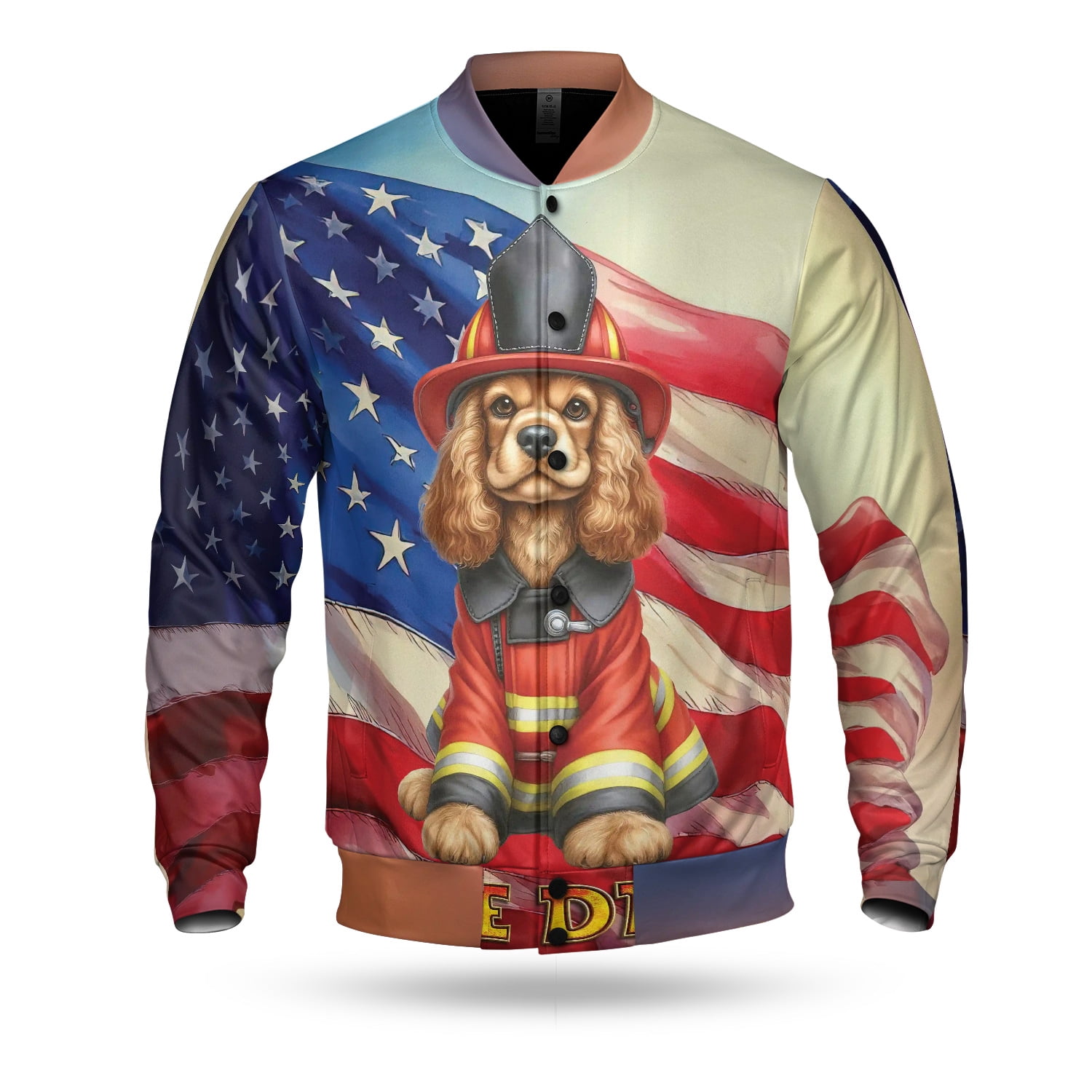 Firefighter Cocker Spaniel Hero Rescue Fire Dept Fireman USA Flag All ...