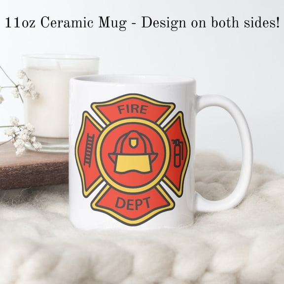 Firefighter Coffee Mug, Fire D1EPT Mug, Firefighter Ceramic mug, Gif under 30, Gif for him, VolunT1EEr Firefighter gift, Stocking stuffer