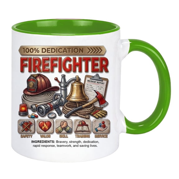 Firefighter Coffee Mug for Men Fireman Cup Ceramic Coffee Mug for Dad Husband Grandpa Fire Dept Gifts for Fathers Day Birthday Christmas Unique Firehouse Office Decor 11oz Two Tone