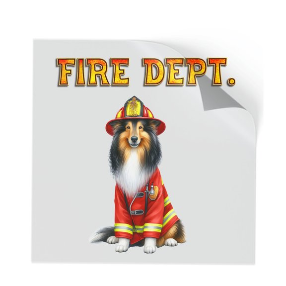Firefighter Collie Hero Rescue Fire Dept Fireman USA Flag Cutout Transfer Sticker Collie Dog Lover Gifts Idea Transparent Decal Art Decor - 02026