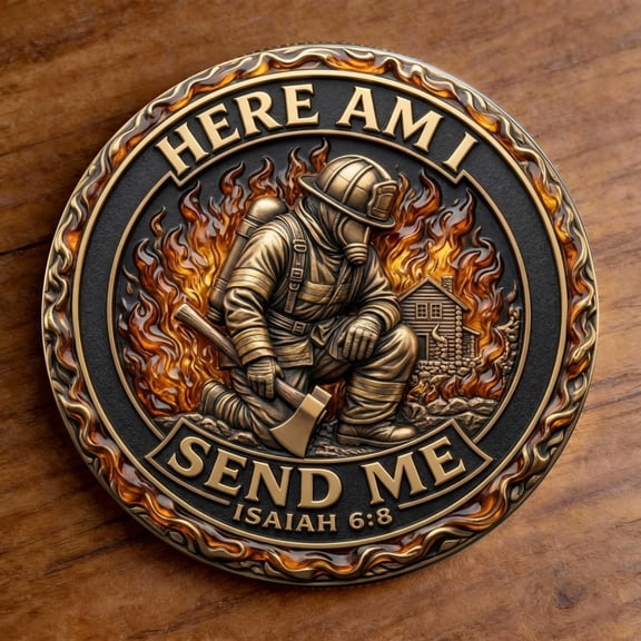 Firefighter Commemorative Coin Challenge Coin Collectible Souvenir Token Metal Display Keepsake Tribute Decoration Fire Department Appreciation Gift Collector Memorabilia Desktop Display Gift