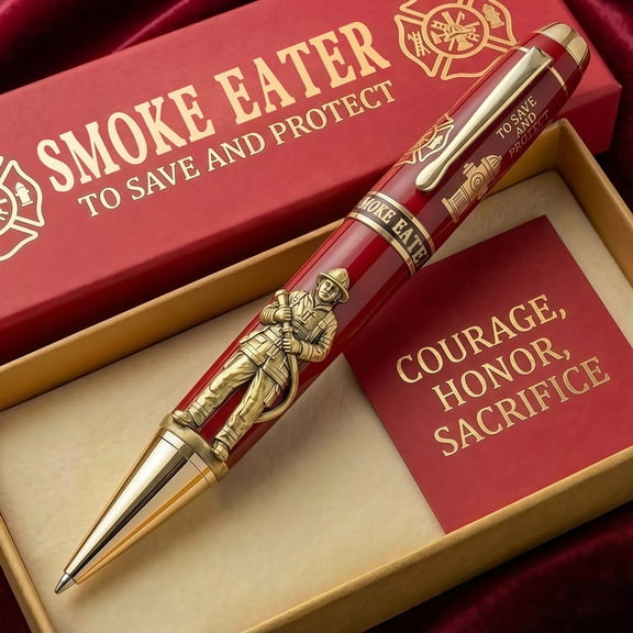 Firefighter Commemorative Pen with Engraved Figure and Inspirational Design for First Responders and Supporters