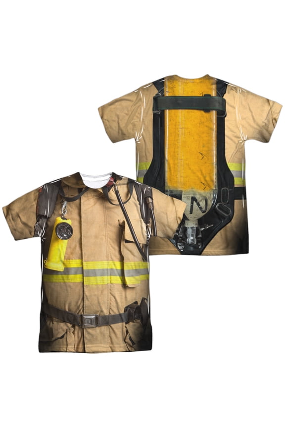 Firefighter Costume (Front - Back Print) - Short Sleeve Shirt - Medium