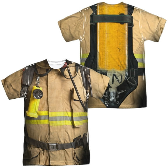 Firefighter Costume (Front - Back Print) - Short Sleeve Shirt - Small