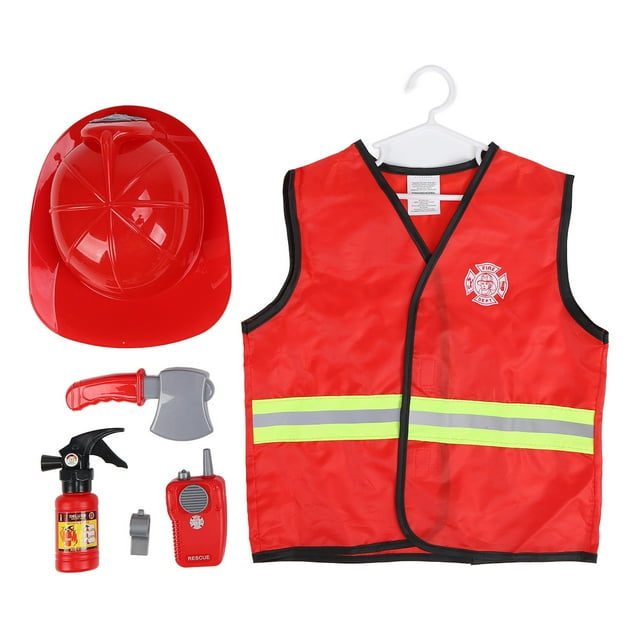Firefighter Costume Set,Kids Fire Suits Role Play Set Fireman Dress Up