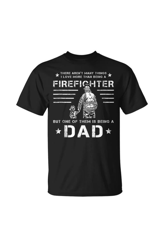 Firefighter Dad Men's Graphic T-Shirt Vintage Hero Fatherhood Apparel Retro First Responder Gift Black Tee