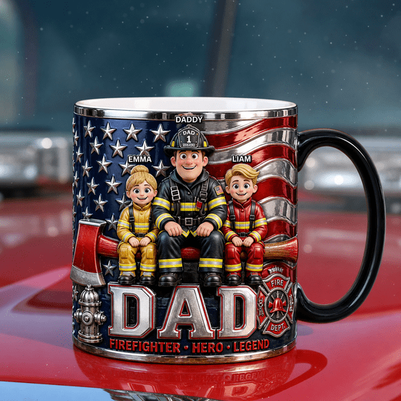 Firefighter Dad Mug Ceramic Mug, Hero Legend Gift for Fireman Father