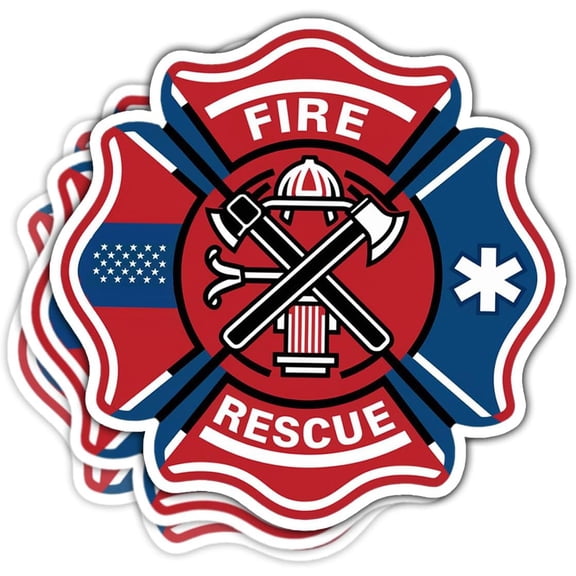 Firefighter Decal Sticker, 911 Firefighter Sticker, Fire Helmet Stickers, Fire Deparment Logo Sticker Fireman Emergency Services - Stickers for Laptop Water Bottle Phone Car Helmet 3" (FF 1) (3x3inch)