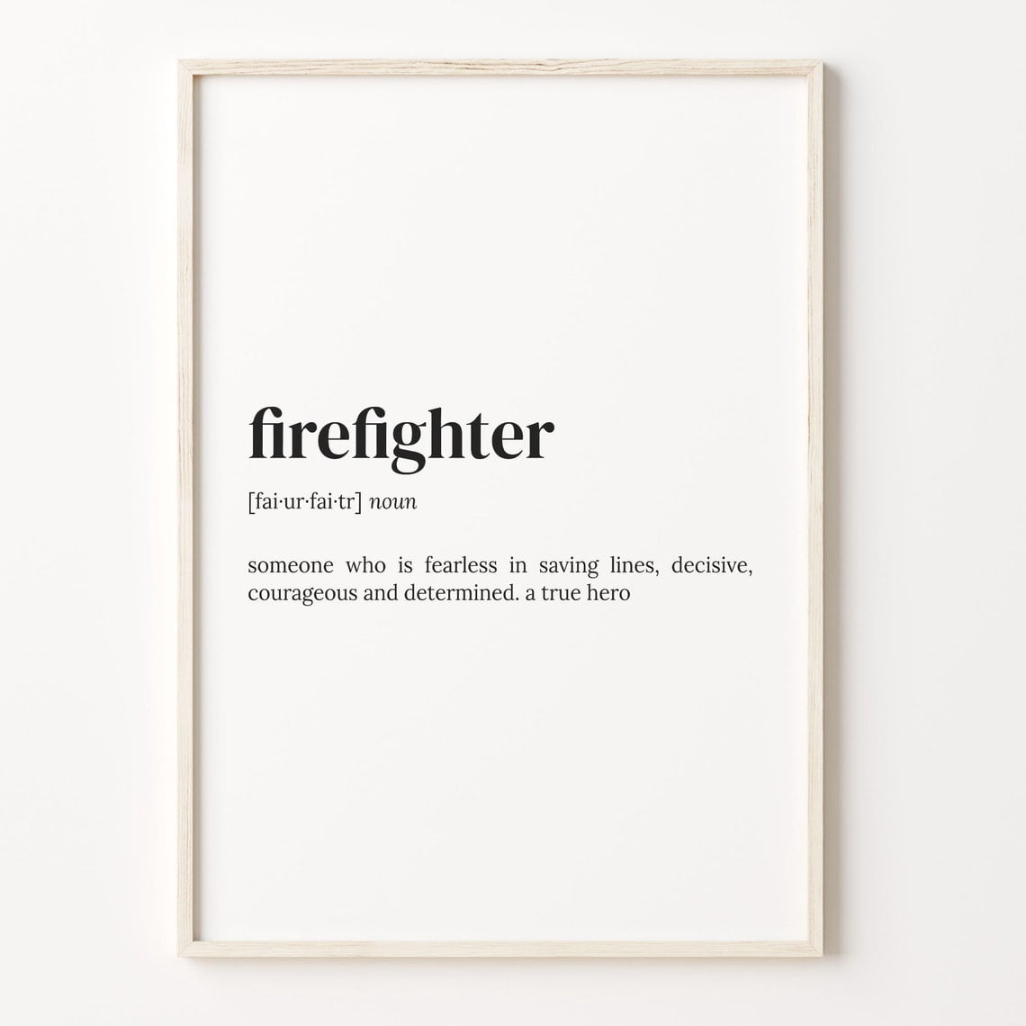 Firefighter Definition Quote Wall Art Print, Inspirational Office And ...