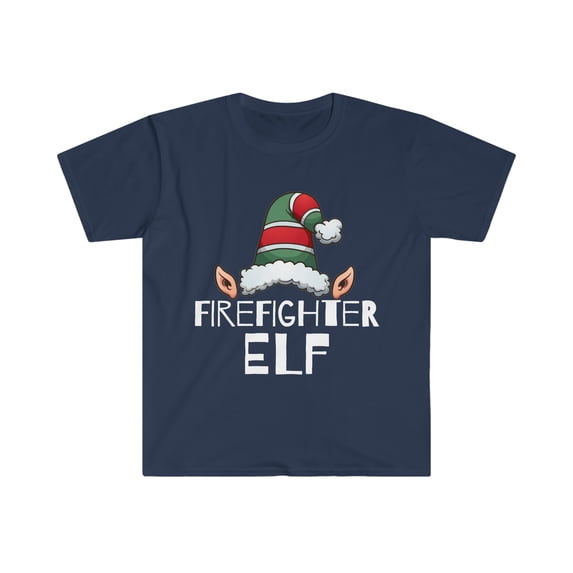 Firefighter Elf Christmas Unisex T-shirt, S-3XL Holidays Xmas Elves