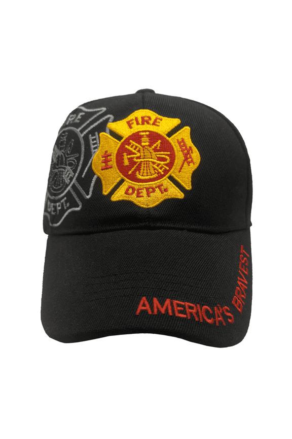 Firefighter Embroidered Caps Fire Dept w/ Maltese Cross, Adjustable Fit