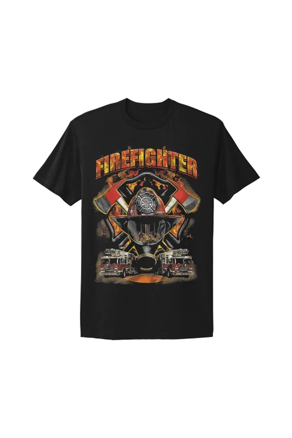 Firefighter FD Fire Fighter Rescue Flame graphic vtg design T-Shirt
