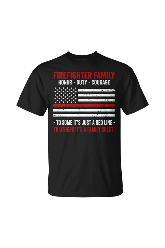 Firefighter Family Support Graphic Tee Unisex Adult Cotton Casual First Responder Appreciation T-Shirt, Size 3XL, Color Black