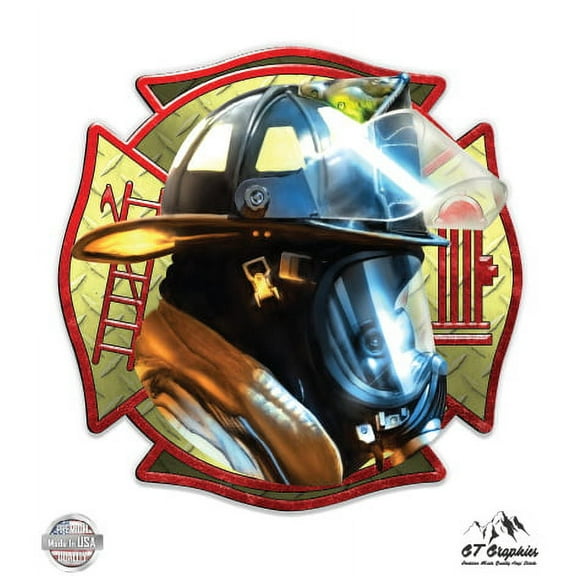 Firefighter Fire - 3" Vinyl Sticker - For Car Laptop I-Pad Phone Helmet Hard Hat - Waterproof Decal