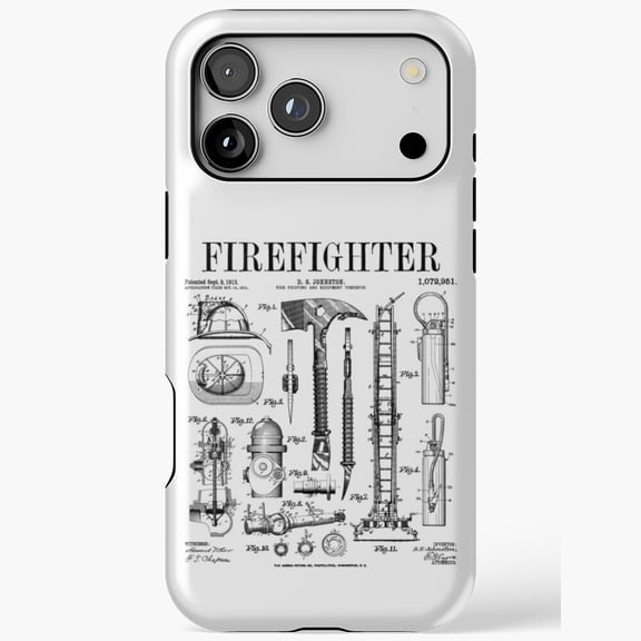 Firefighter Fire Department Vintage Patent iPhone Case 17 through 11 Pro Max